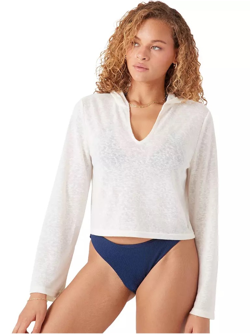 Roxy After Surf Cover-Up Hoodie White Size Medium NWT